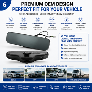 <span class=keywords><strong>Specchietto</strong></span> Retrovisore Intelligente con Streaming Multimediale, Telecamera HD e Display Grandangolare, Ricambio OEM per Auto - Product Image 6