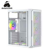 AntarcChill White Mid Tower MicroATX Gaming Case with Tempered Glass Side Panel Front Mesh USB3.0 High Airflow OEM Custom