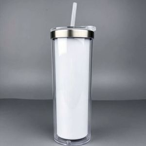 Gobelet isotherme 20oz en acier intérieur et plastique PC extérieur, effet boule à neige, vierge pour sublimation, pailleté, portable, pour voyage quotidien - Product Image 3