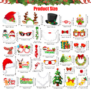 Christmas Photo Booth Props Kit Santa Hat Glasses Decoration for Xmas Party Photography <strong>Background</strong> Supplies Holiday Festival Fun - Product Image 2