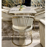 Chaise de Salle à Manger d'Hôtel Luxe Léger, Fauteuil de Restaurant Moderne avec Structure en Acier Inoxydable Doré