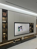 Meuble TV mural de luxe blanc, support TV LED, unité de rangement en bois, nouveau design, console TV flottante murale