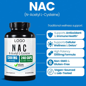 Nouveau supplément de NAC pour adulte sélénium B6 1300mg capsules de N-acétyl L-cystéine pour soutenir la santé du système immunitaire antioxydant - Product Image 2