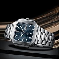 Poedagar 672 Nuevo Reloj de Pulsera de Cuarzo Cuadrado de Acero Inoxidable de Lujo para Hombre, Resistente al Agua, Luminoso, con Indicador de Fecha