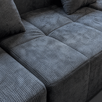 Canapé modulaire moderne en forme de L avec ottoman, 3 places, meubles de salon, gris anthracite, capitonné en chenille