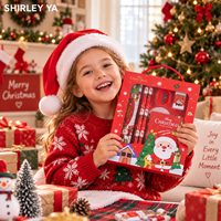 Ensemble de papeterie de Noël pour enfants, 6 pièces, fournitures scolaires, carnet, crayon, porte-clés, ensemble de cadeaux de Noël, vente en gros
