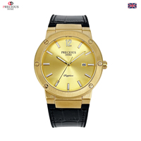 Montre à quartz pour homme PRECIOUS DUKE, marque britannique, mode, résistante à l'eau 3 bars, boîtier en alliage de zinc, lunette à visser, bracelet en cuir 41 mm