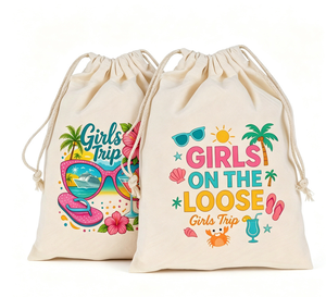 Sacs à cordon personnalisés en toile de coton recyclable 13x18cm - Cadeaux de fête de plage, souvenirs de Luau Hawaï, rangement pour bijoux et maquillage, autocollants - Product Image 5