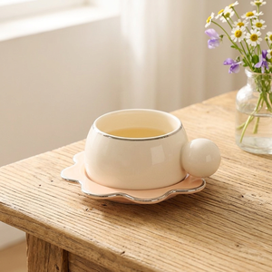 Juego de Taza y Platillo de Porcelana de Color Sólido, Estilo Nórdico Minimalista, Reutilizable, Ecológico, 180 ml, Diseño de Lujo Ligero para Hogar y Oficina - Product Image 2