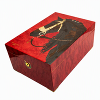 Boîte à cigares LUBINSKI - Édition limitée Année du Cheval, boîte à cigares à double couche en bois de cèdre sculpté, grande capacité, pour l'âge du cigare