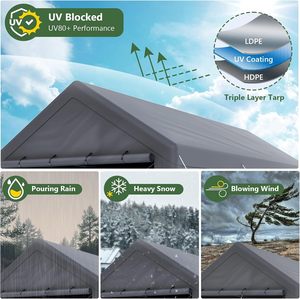 Abri de voiture 10x20 pieds, auvent robuste en acier, abri de rangement, <span class=keywords><strong>garage</strong></span> portable, tente de réception - Product Image 3
