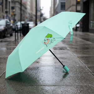 Paraguas Plegable de 3 Secciones Wanja de 55cm, Diseño Bulbasaur Mint, 8 Varillas, Compacto, Portátil, para Niños, Anime, Dibujos Animados, Poliéster, Venta al Por Mayor - Product Image 3