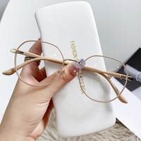 Pas cher prix métal grand cadre rond Anti lumière bleue lunettes cadre femmes mode Spectacle optique myopie lunettes cadre