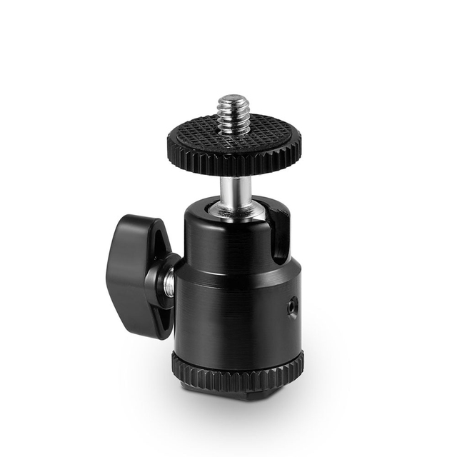 360 Degree Mini Ball Head With Hot Shoe Mount Adapter for Cameras Phones and Led Ring Light