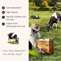 Baume Hydratant au Suif de Bœuf de Haute Qualité, à base de Suif de Bœuf Nourri à l'herbe, avec Miel de Manuka et Cire d'Abeille, Crème Halal au Suif de Bœuf
