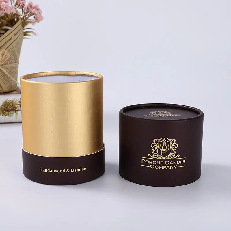 Empty kraft custom paper tube packaging box pink black cylinder luxury paper round tube box for candles