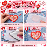 Patch brodé Saint-Valentin en gros, motif cœur d'amour XOXO, baiser de Cupidon, romantique, thermocollant ou à coudre