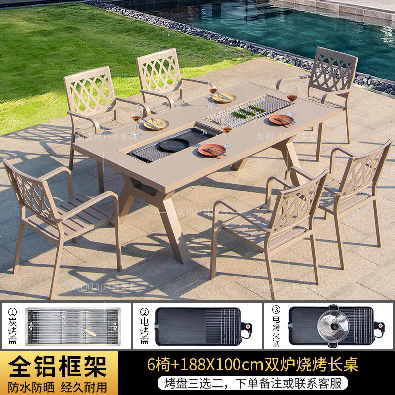 6 all-aluminum chair-188x100 barbecue long table
