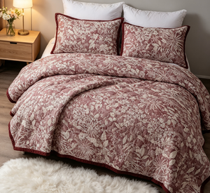 <span class=keywords><strong>Cubrecama</strong></span> Rosa Pink de 3 Piezas, Reversible, 100% Algodón, Ecológico, Impermeable, Antipilling, con Estampado Floral Vintage - Product Image 4