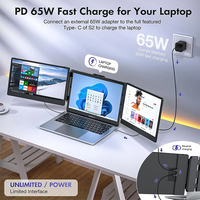 OFIYAA OEM ODM Usine Directe Kwumsy S2 Triple Extension d'Écran pour Ordinateur Portable 14" FHD 1080P IPS Double Moniteur Portable pour Ordinateur Portable