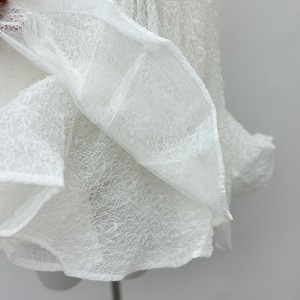 <b>White</b> <b>Lace</b> Sleeveless V-Neck Layered Ruffle Hem Loose Mini Dress Summer Casual Sweet Style - Product Image 4