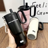 Nouvelle Tasse Thermos Portable en Acier Inoxydable 316, Grande Capacité, Isolation Sous Vide, avec Paille et Poignée, Anti-Chute, Épaissie, Idéale comme Cadeau