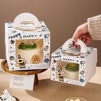 Emballages jetables pour gâteaux d'anniversaire à motif dessin animé, avec fenêtre transparente, qualité alimentaire, pour gâteaux de 4/6/8 pouces, style européen, extra épais, vente en gros