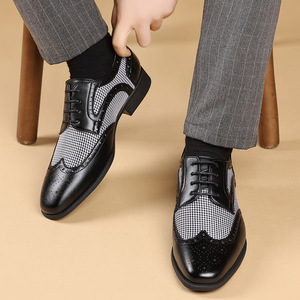 Zapatos <span class=keywords><strong>Oxford</strong></span> de Cuero Casuales para Hombre con Cordones a Cuadros para Negocios y Fiestas - Product Image 4