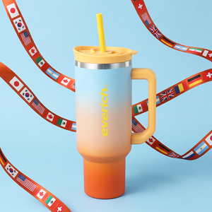 Stainless Steel Water Bottle Mug Beer <strong>Tumbler</strong> Vacuum Insulated Coffee Beer <strong>Cup</strong> 32oz 40oz <strong>Tumblers</strong> <strong>with</strong> <strong>Straw</strong> Lid Handle - Product Image 2