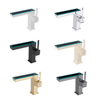 Robinet de lavabo intelligent en laiton pour eau chaude et froide, robinet de lavabo numérique avec affichage LED pour salle de bain