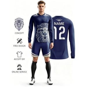 Set Jersey Sepak Bola Sublimasi Custom Lengan Panjang, Bernapas, Seragam Sepak Bola Pria Remaja, Pakaian Olahraga Tim, Grosir, Pakaian Klub - Product Image 2