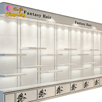 Vitrine de salon de coiffure moderne en MDF avec éclairage LED et design écologique pour centre commercial de luxe
