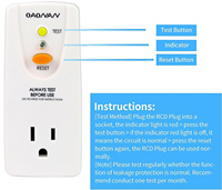 Prise GFCI NANDAO 3 broches homologuée ETL 120V US, adaptateur de protection contre les surtensions industriel, 15A, qualité hospitalière, conversion portable