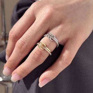 Dylam Trendy Design 14K Gold Rhodium Plated 925 Silver 5A Zirconia Eternity Band Interlock <b>Circle</b> <b>Rings</b> Daily Wear Women <b>Ring</b> - Product Image 2