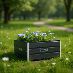 Jardinera de Acero Foeornon, 39.37 x 39.37 x 17.72 Pulgadas, Cuadrada, para Exteriores, Diseño Moderno y Minimalista - Product Image 2