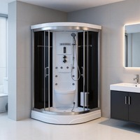 Cabine de douche vapeur de luxe en verre trempé avec baignoire intégrée, fonction massage familial et fonction surf, pour vente en gros