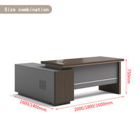 Bureau d'angle contemporain moderne Liyu pour PDG, table d'ordinateur en bois extensible et convertible avec finition mélamine
