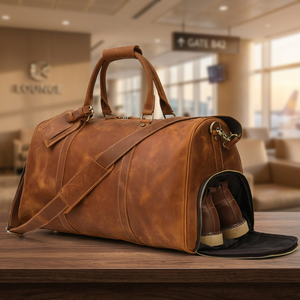 Bolsa de Viaje Personalizada de Cuero Genuino Vintage Unisex Estilo Europeo, Ligera, Duradera, de Gran Capacidad, con Patrón de Personajes de la India - Product Image 1