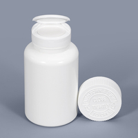 Flacons de pilules en plastique blanc ronds vides avec bouchon à rabat pour capsules comprimés Emballage de stockage pharmaceutique avec bouchon à rabat