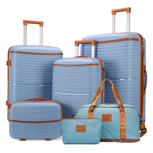 Juego <span class=keywords><strong>de</strong></span> Maletas Rígidas <span class=keywords><strong>de</strong></span> 6 Piezas, Color Rosa, con Bolsa <span class=keywords><strong>de</strong></span> Lona, Detalles en Cuero, Maletas <span class=keywords><strong>de</strong></span> Viaje con Ruedas, Estuche Rígido <span class=keywords><strong>de</strong></span> Lujo - Product Image 3