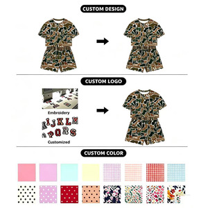 Set pigiama per bambini con stampa cactus rosa, top a maniche corte con volant + pantaloncini, completo estivo per bambine - Product Image 6