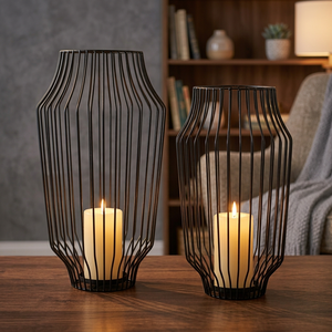 Sonnet Decor – Ensemble de 3 bougeoirs cylindriques en fer, faits à la main, impression numérique 1 couleur, résistants à la chaleur, pour la décoration intérieure, modèle 2110 - Product Image 4