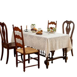 Leinen-Baumwoll-Tischdecke für Hochzeiten, Umweltfreundlich, Staubdicht, Individuelle Stickerei-Designs, Europäischer Stil, Bankettbereit, 8 Fuß 120 Zoll - Product Image 1