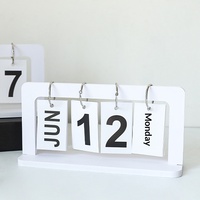 Calendrier perpétuel en métal, calendrier de bureau à feuilles mobiles en acier inoxydable, base en cuir, affichage de la date, pour le bureau, la maison, décoration, cadeau
