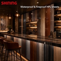 Panneaux de décoration HPL imperméables, ignifuges, finition grain de bois brillante de qualité supérieure pour la cuisine, l'hôtel, les meubles commerciaux, garantie 3 ans