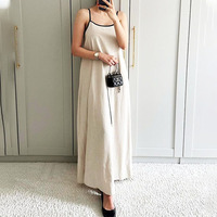 Robe longue décontractée pour femme en lin pur 100% de haute qualité, fabriquée sur mesure par le fabricant, couleur blanc kaki, collection été 2026