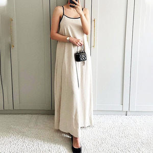 <span class=keywords><strong>Abito</strong></span> Lungo Estivo da Donna in Puro <span class=keywords><strong>Lino</strong></span> <span class=keywords><strong>100</strong></span>% di Alta Qualità, Bianco e Kaki, Personalizzato dal Produttore, Collezione 2026 - Product Image 2