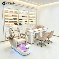 Nouvelle conception de chaise de spa pour bain de pieds en cuir blanc, avec bain à remous sans tuyau en fibre de verre, chaise de pédicure réglable avec massage et lampe