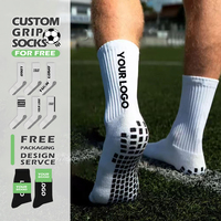 Chaussettes de football antidérapantes en silicone personnalisées unisexes avec logo, chaussettes de course antidérapantes pour l'entraînement au football, chaussettes à adhérence personnalisées