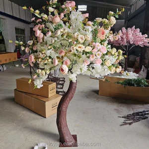 Eleganti Alberi di Fiori in Seta per Tavoli, Decorazioni per Matrimoni <span class=keywords><strong>e</strong></span> Cerimonie, Piccoli Alberi Artificiali di Rose <span class=keywords><strong>Rosa</strong></span> per Centrotavola - Product Image 6